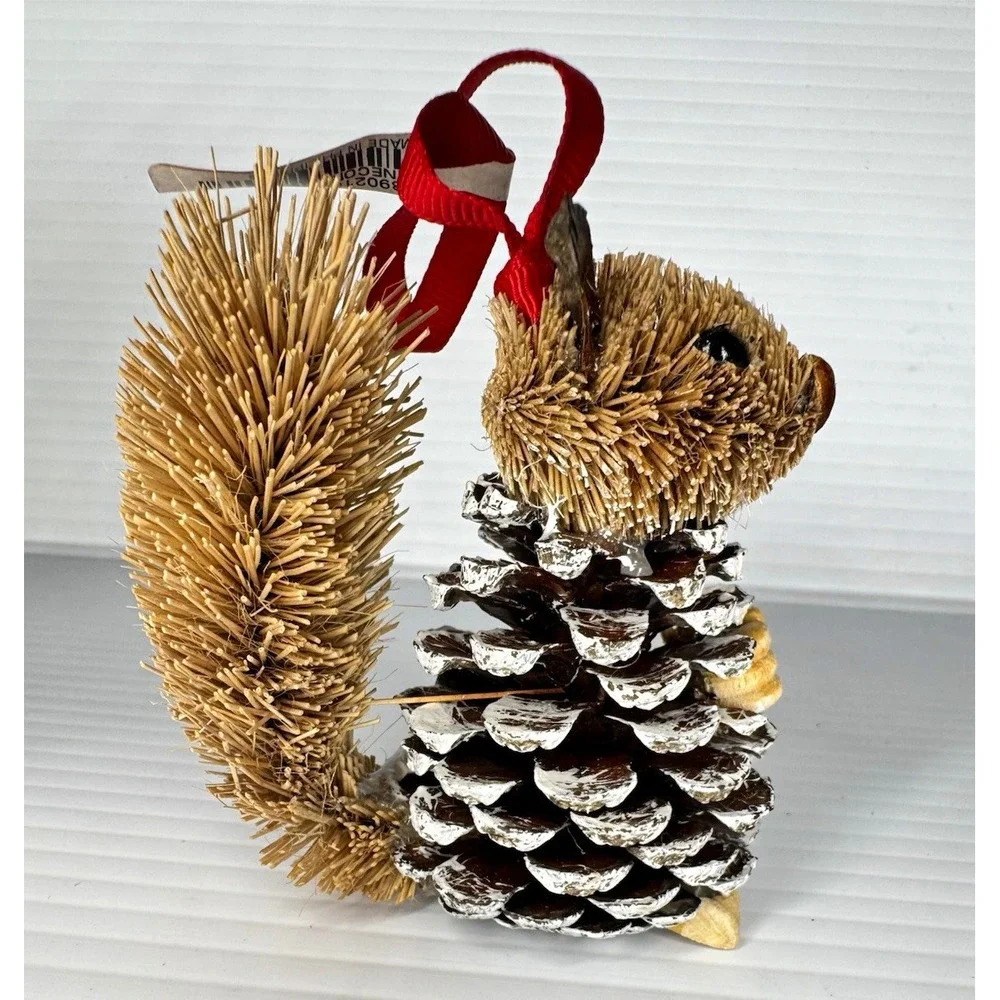 Pottery Barn NWT Squirrel Christmas Ornament Hanging Pinecone 4
